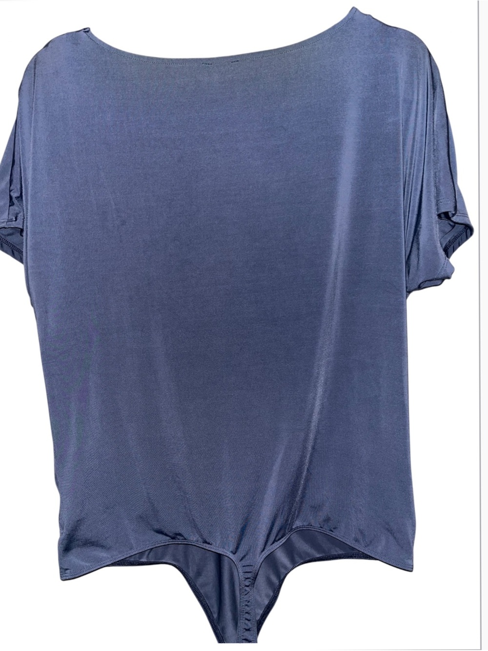 Express Slate Blue V-Neck Ruched Bodysuit - Picture 2 of 3